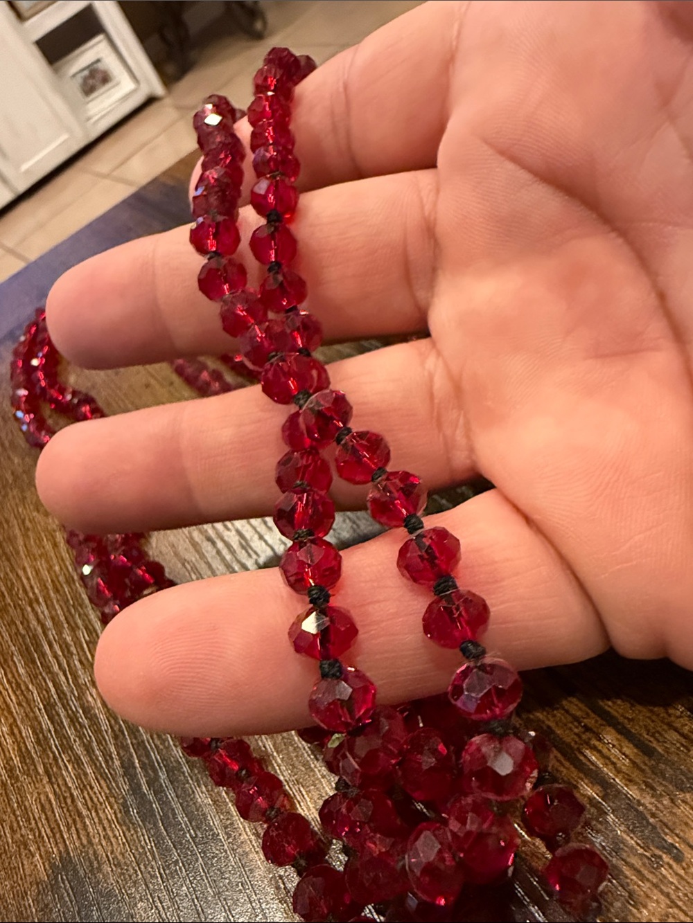 Elegant Red Crystal Multi-Strand Necklace - Women Jewelry - Picture 4 of 5